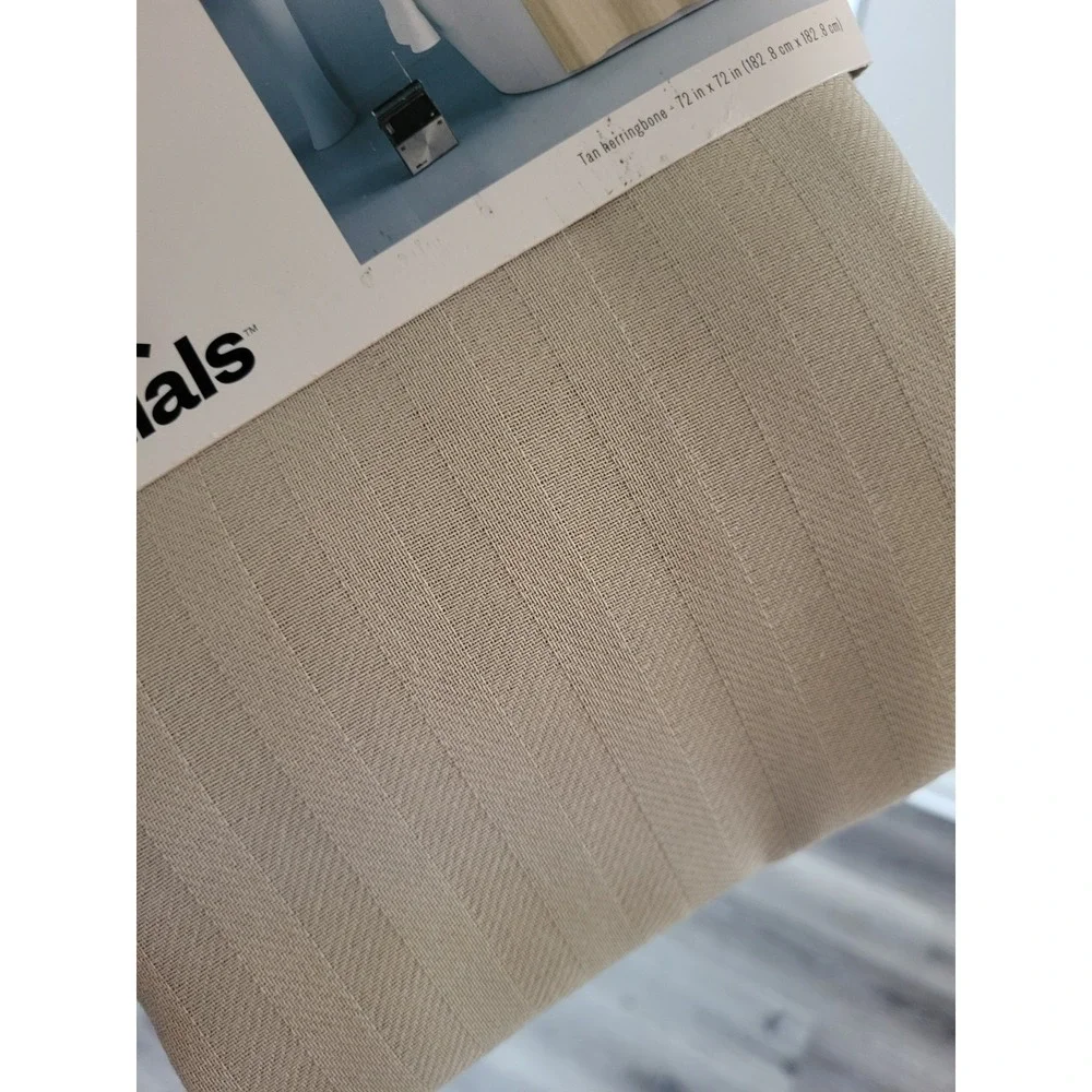 New Room Essentials Tan Herringbone Fabric Shower Curtain 72x72